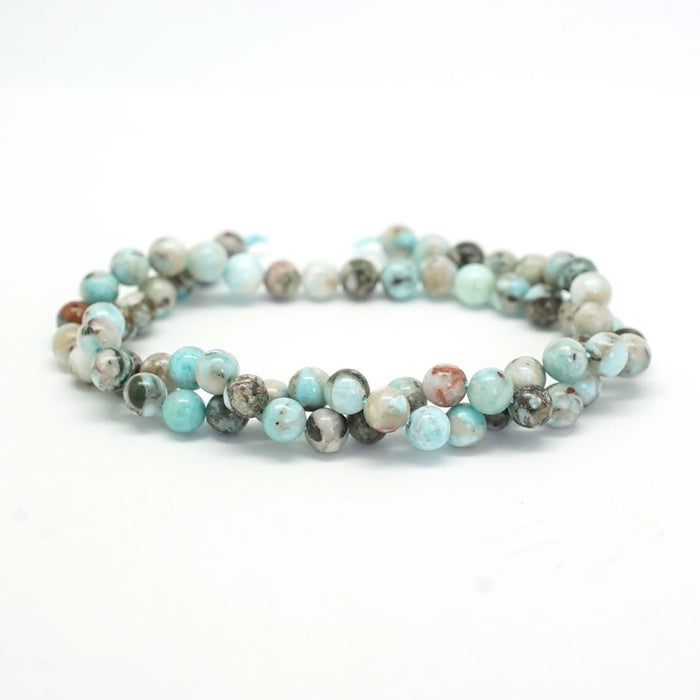 Larimar 6mm Round with Matrix - 15-16 Inch