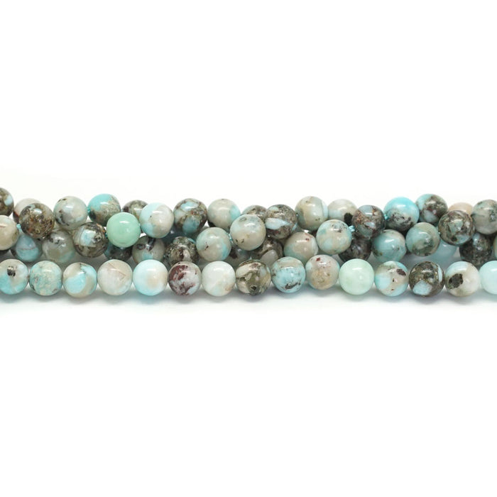 Larimar 6mm Round with Matrix - 15-16 Inch