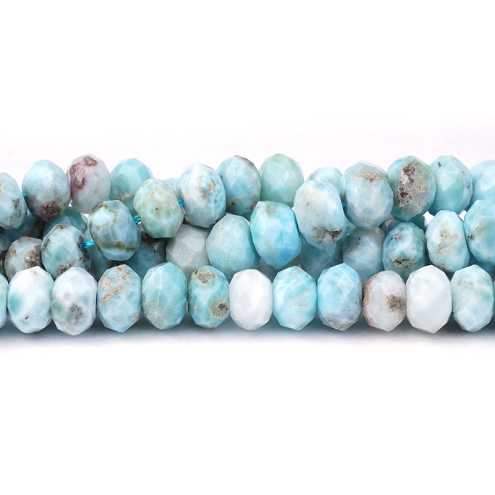 Larimar Natural 6X9.5mm Rondelle Faceted - 15-16 Inch