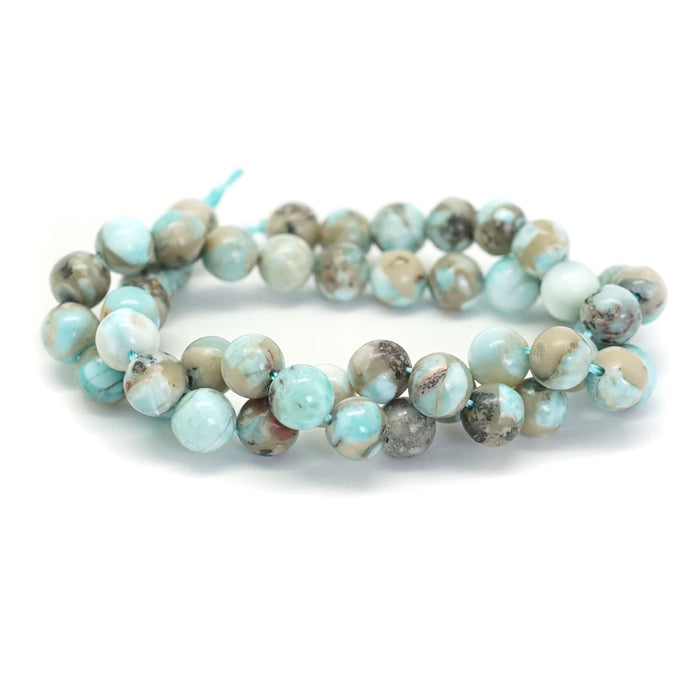 Larimar 8mm Round with Matrix - 15-16 Inch