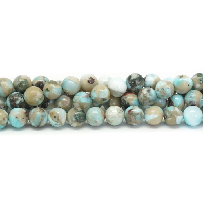 Larimar 8mm Round with Matrix - 15-16 Inch