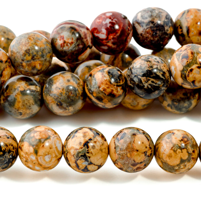 Leopard Skin Jasper 10mm Round - 15-16 Inch