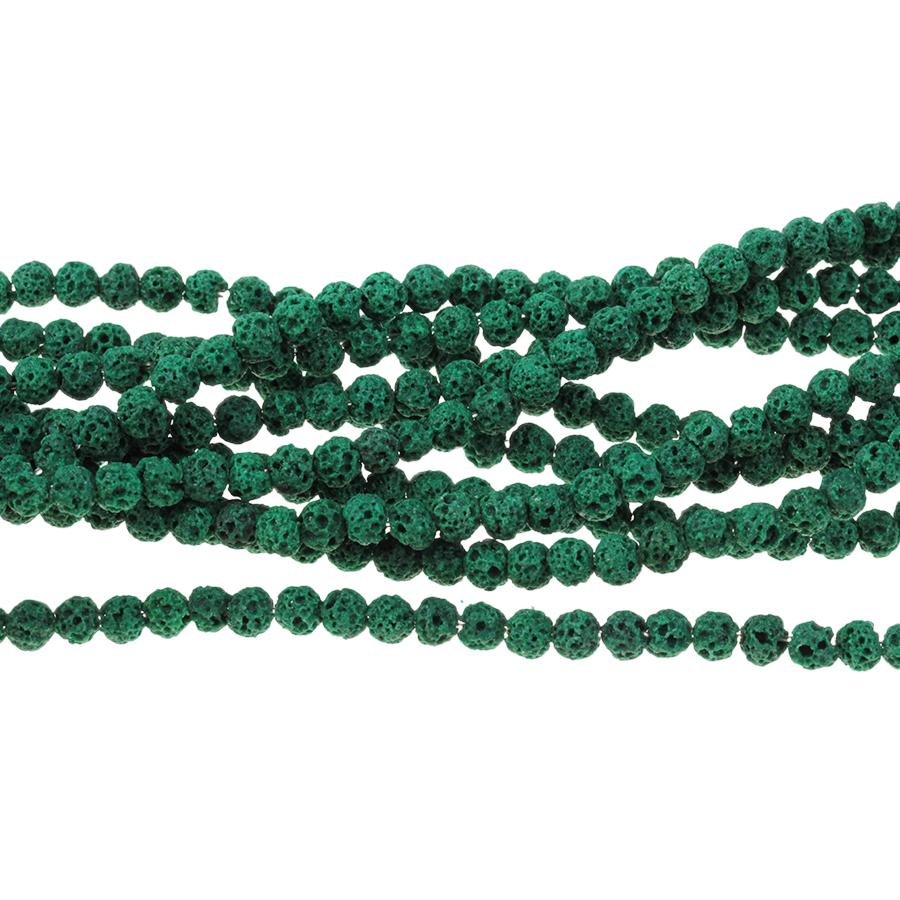 Green (dyed) Lava 4-4.5mm Round 15-16 Inch