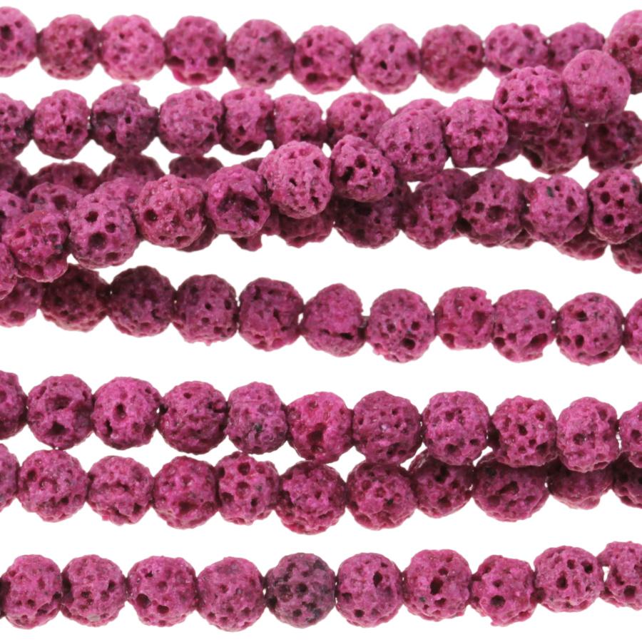 Pink (dyed) Lava 4-4.5mm Round 15-16 Inch