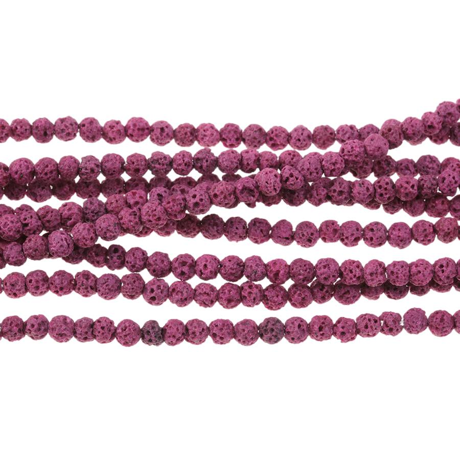 Pink (dyed) Lava 4-4.5mm Round 15-16 Inch