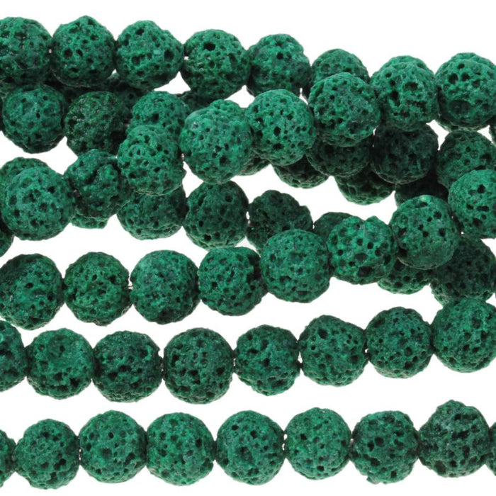 Green (dyed) Lava 6-7mm Round 15-16 Inch