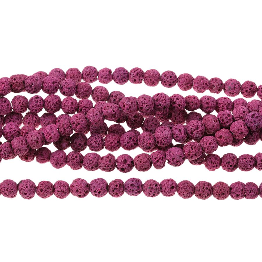 Pink (dyed) Lava 6-7mm Round 15-16 Inch