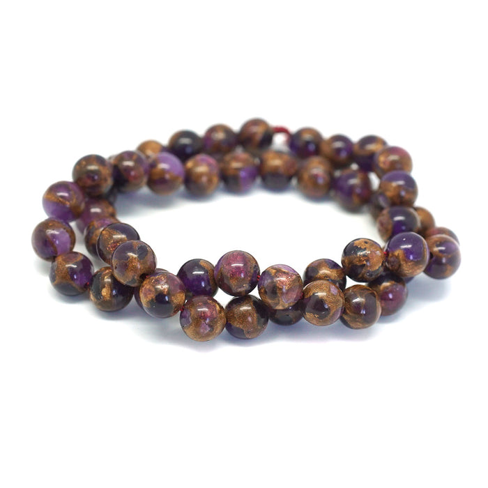 Purple Mosaic Quartz 8mm Round 15-16 Inch