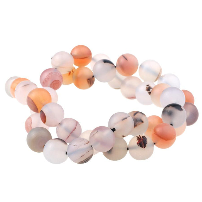 MATTE Madagascar Dendritic Orange Agate 10mm Round 15-16 Inch