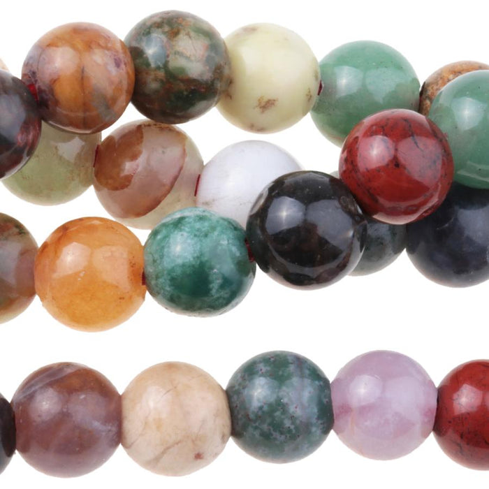 Mixed Stone 10mm Round Large Hole Bead 8-Inch