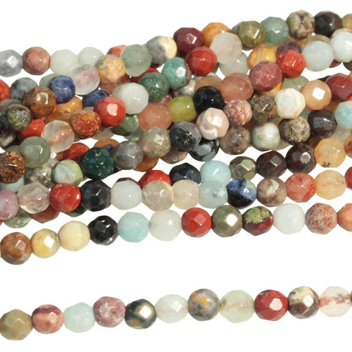 Mixed Stone 4mm Faceted Round 15-16 Inch