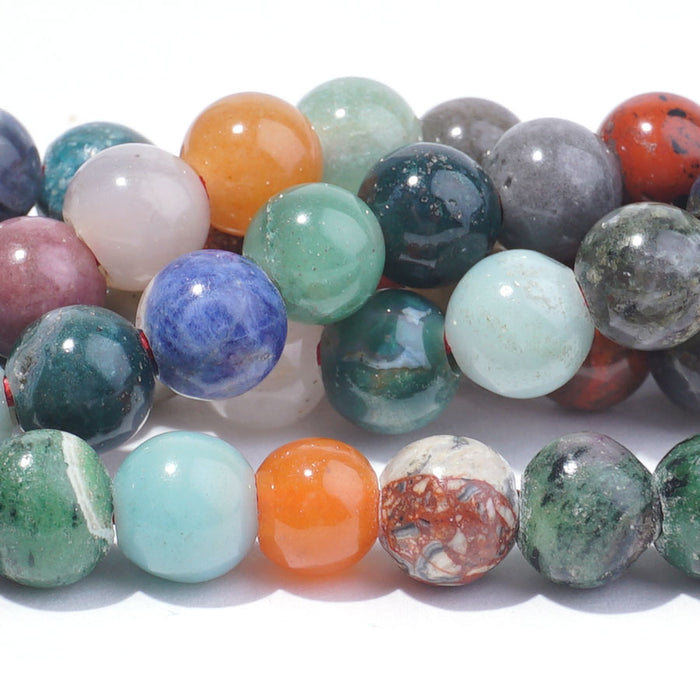 Mixed Stone 8mm Large Hole Round - 8 Inch