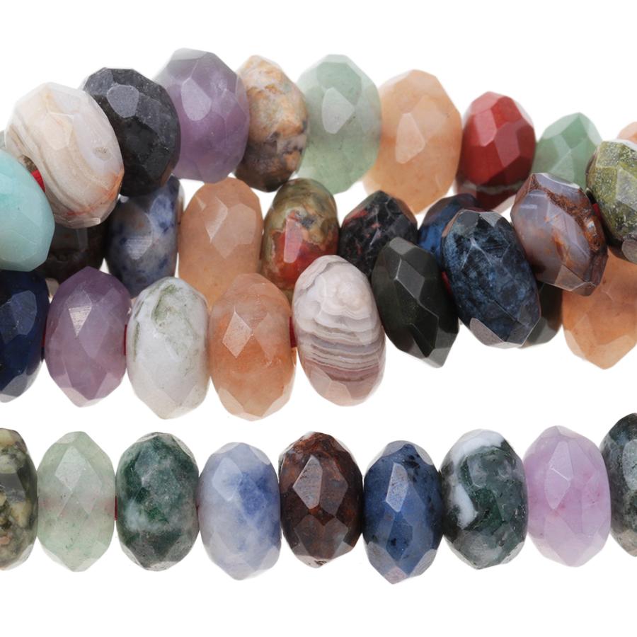 Mixed Stone 8mm Faceted Rondelle Large Hole 8-Inch