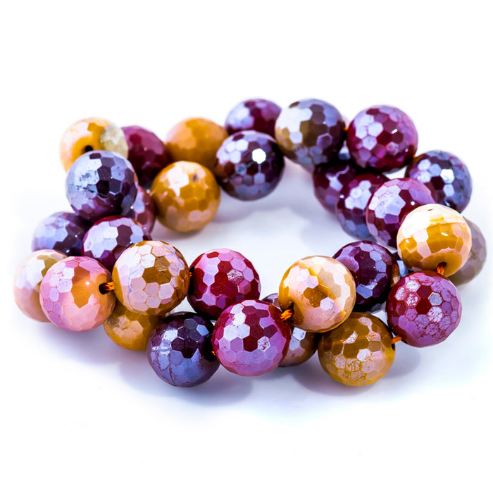 Mookaite 12mm Plated Faceted Round - 15-16 Inch - CLEARANCE