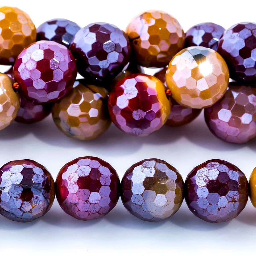 Mookaite 12mm Plated Faceted Round - 15-16 Inch