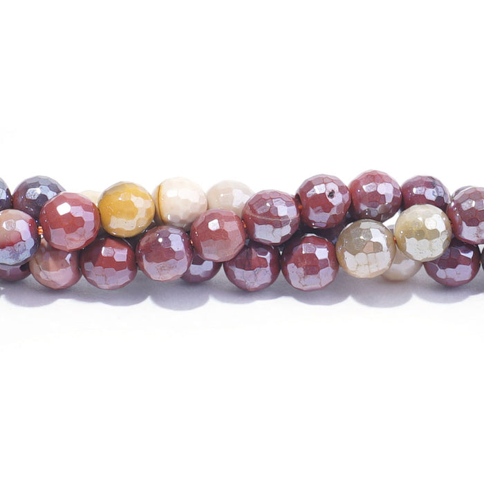 Mookaite 6mm Plated Faceted Round - 15-16 Inch - CLEARANCE