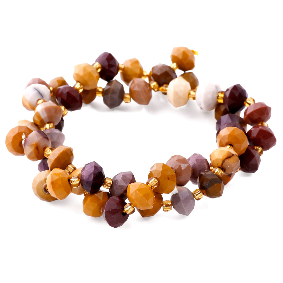 Mookaite 6x8 Tri Cut Faceted Rondelle - 15-16 Inch