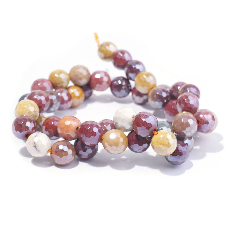 Mookaite 8mm Plated Faceted Round - 15-16 Inch - CLEARANCE