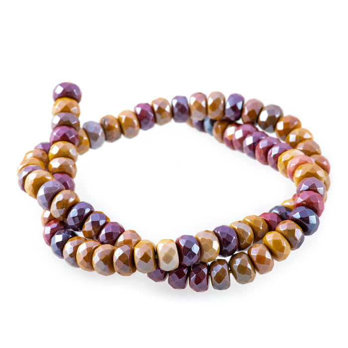 Mookaite 8mm Plated Rondelle Faceted - 15-16 Inch - CLEARANCE