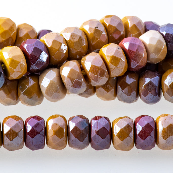 Mookaite 8mm Plated Rondelle Faceted - 15-16 Inch - CLEARANCE