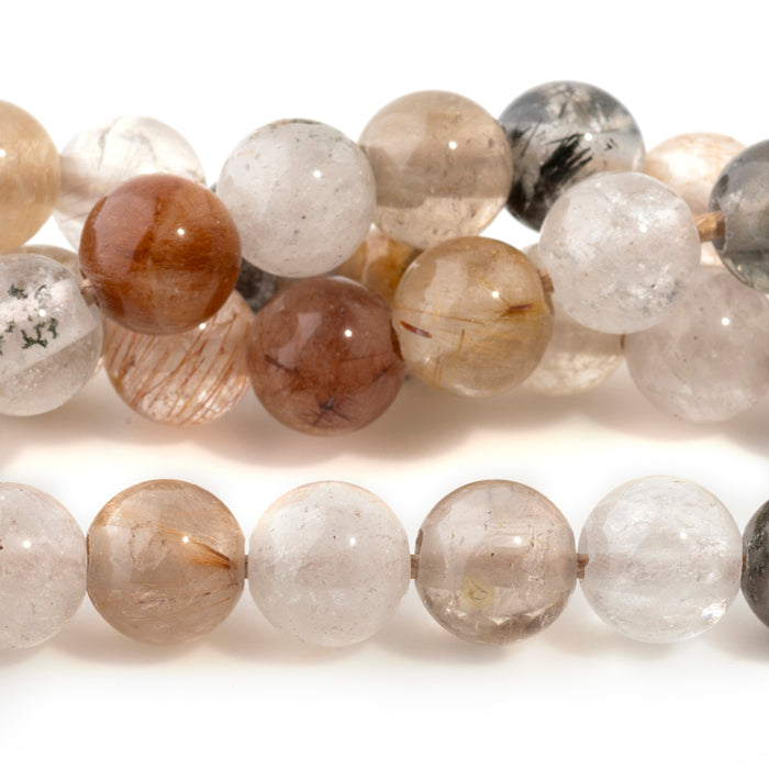 Mixed Lodalite Quartz 10mm Round - Large Hole Beads