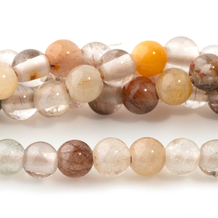 Mixed Lodalite Quartz 6mm Round - Large Hole Beads