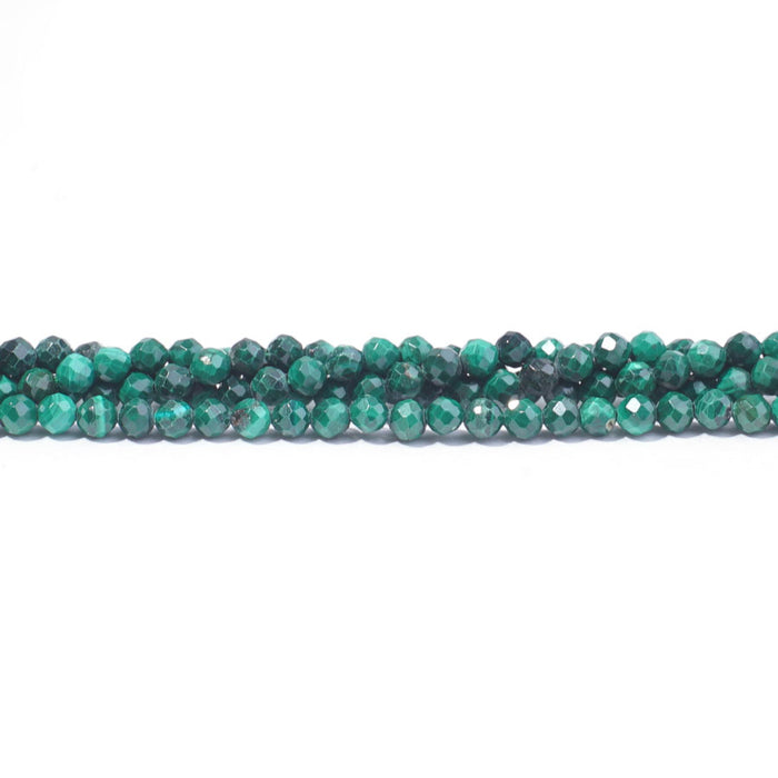 Malachite 3mm Round Faceted A Grade - 15-16 Inch