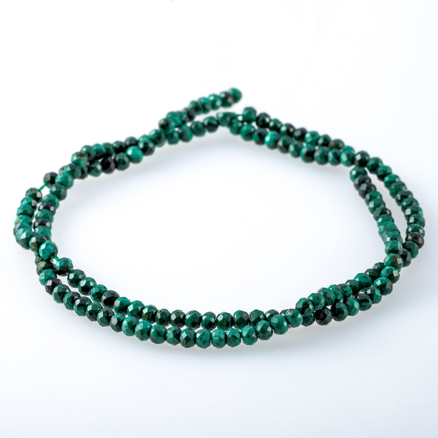 Malachite 3mm Rondelle Faceted - 15-16 Inch