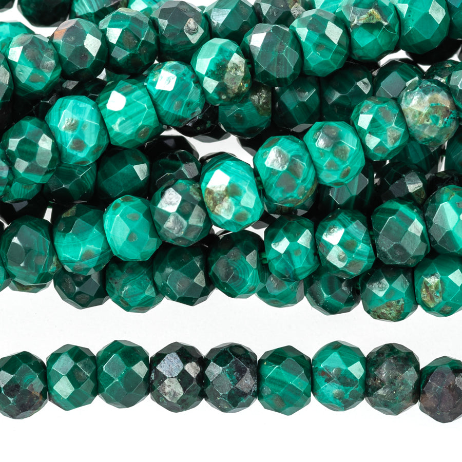 Malachite 3mm Rondelle Faceted - 15-16 Inch