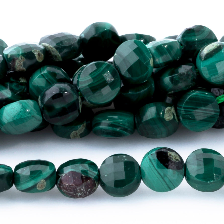 Malachite 4mm Coin Faceted - 15-16 Inch