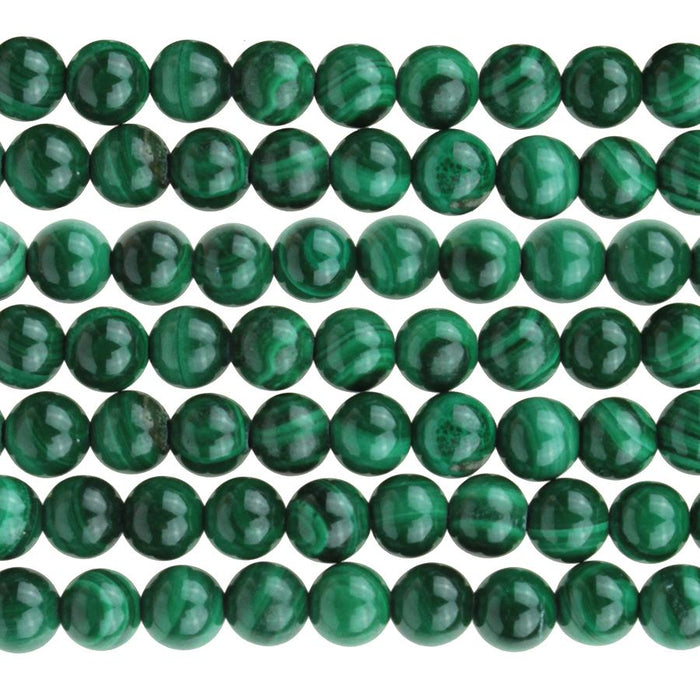 Malachite 4mm Round  8-Inch