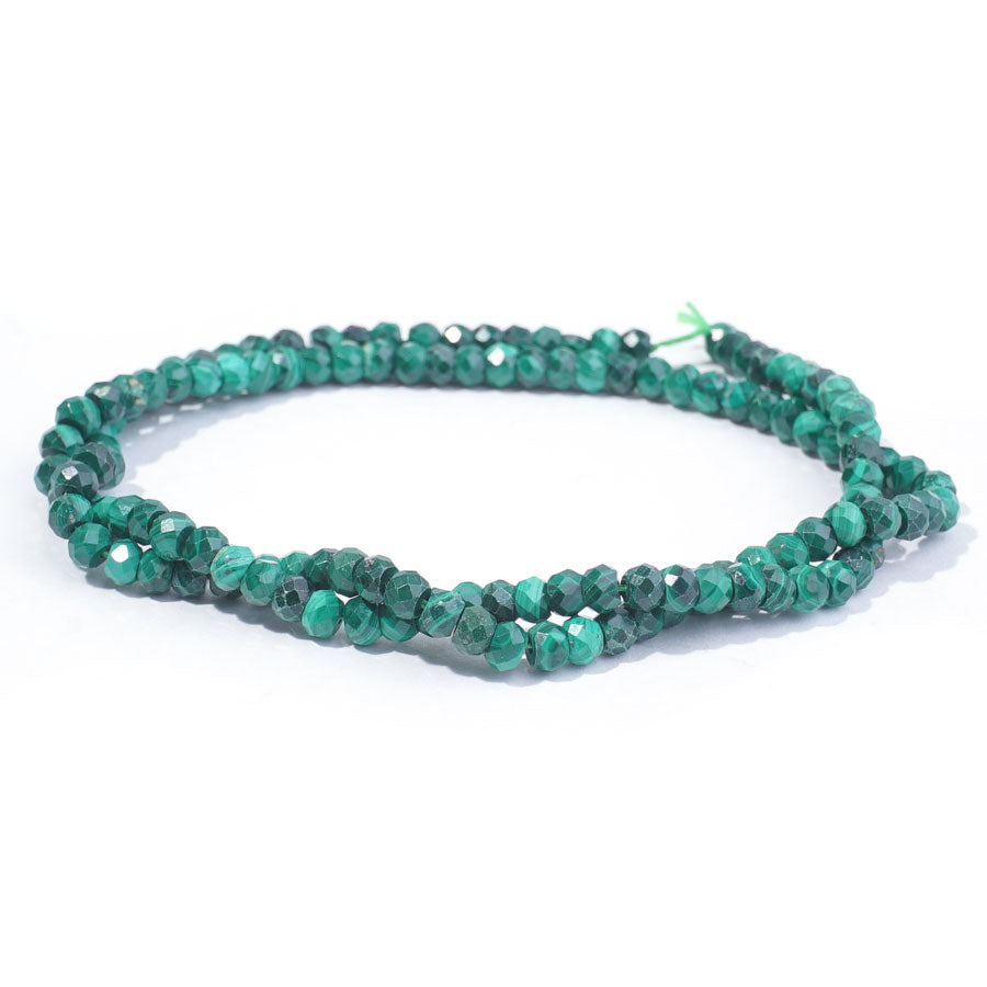 Malachite 4mm Rondelle Faceted - 15-16 Inch