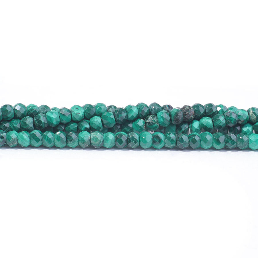 Malachite 4mm Rondelle Faceted - 15-16 Inch