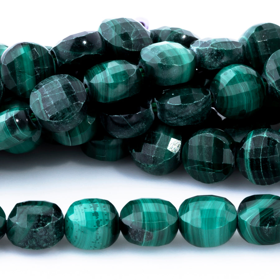 Malachite 6mm Coin Faceted - 15-16 Inch