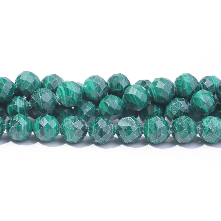 Malachite 8mm Round Faceted A Grade - 15-16 Inch