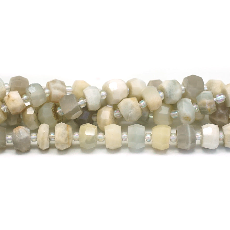 Moonstone 5x9mm Natural Rondelle Faceted, Free Form - 15-16 Inch