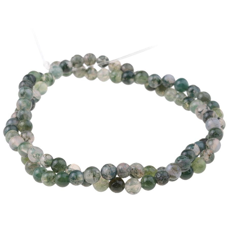 Moss Agate 4mm Round 15-16 Inch