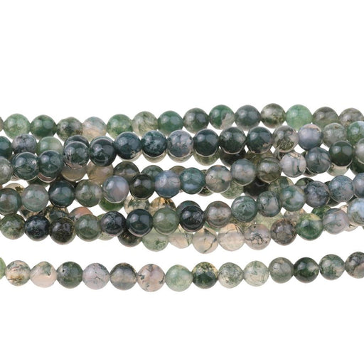 Moss Agate 4mm Round 15-16 Inch