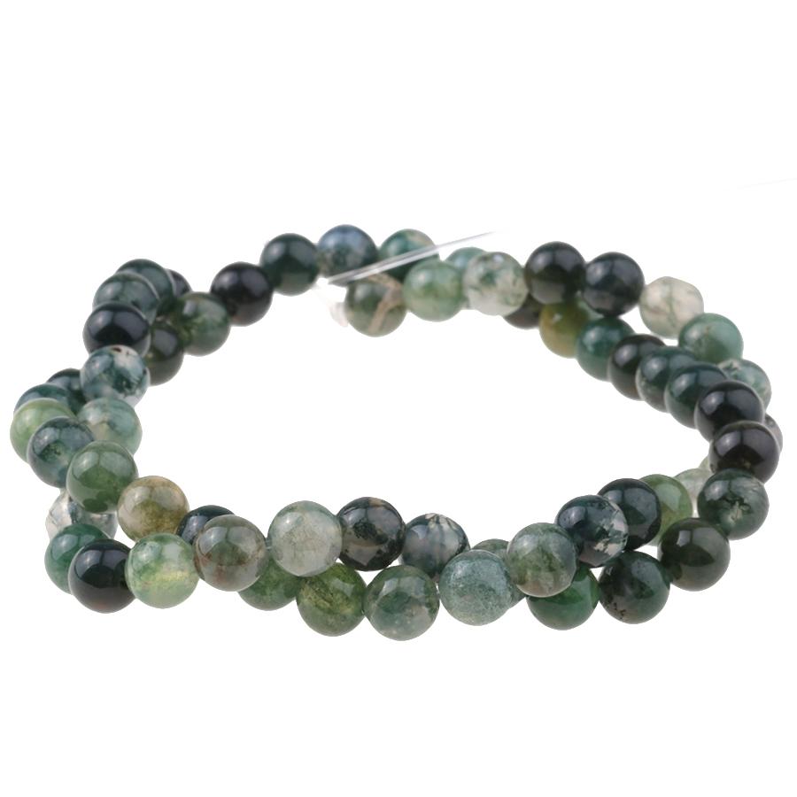 Moss Agate 6mm Round 15-16 Inch