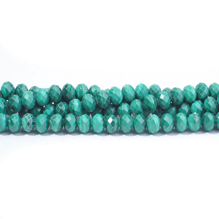 Malachite 6mm Rondelle Faceted - 15-16 Inch