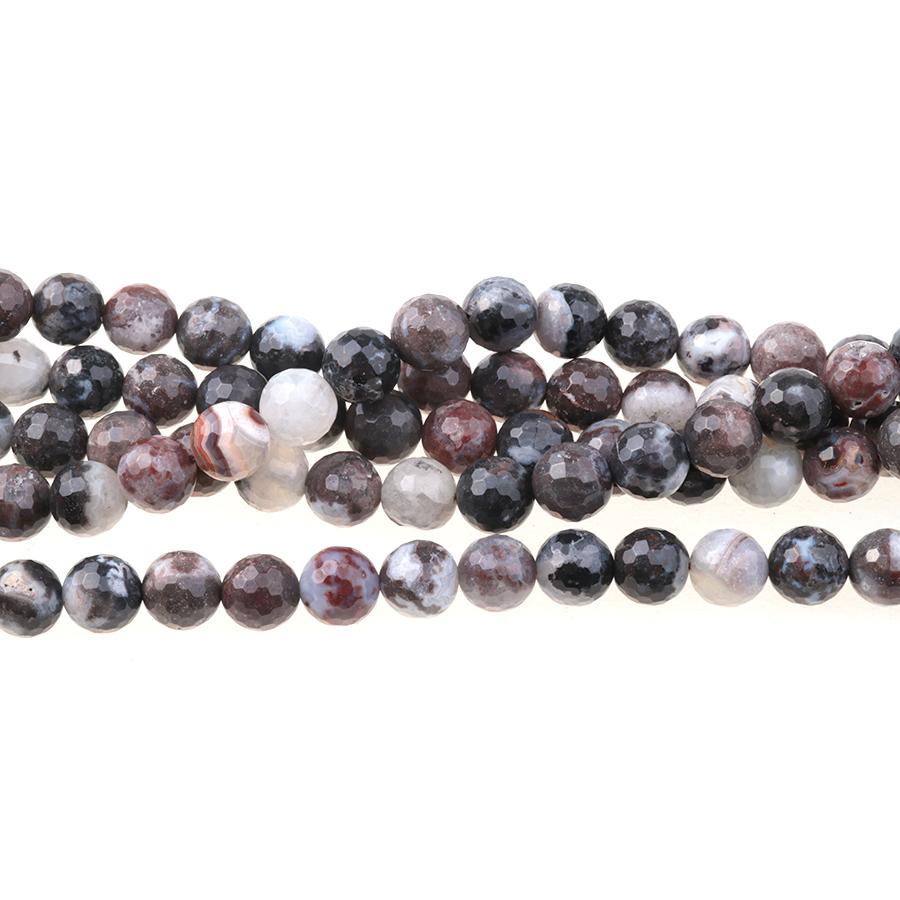 Mexican Black & Red Zebra Jasper 8mm Faceted Round 15-16 Inch