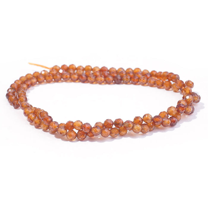 Orange Garnet 3mm Round Faceted A Grade - 15-16 Inch