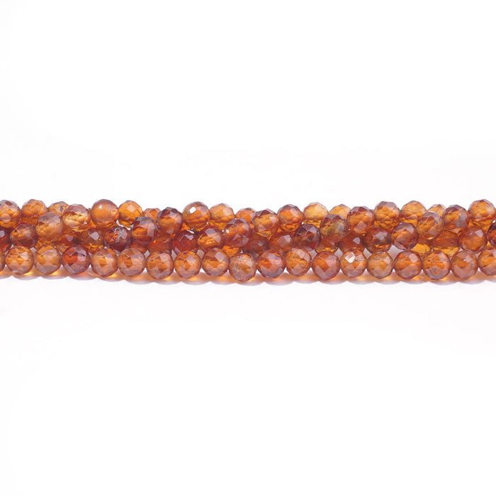 Orange Garnet 3mm Round Faceted A Grade - 15-16 Inch