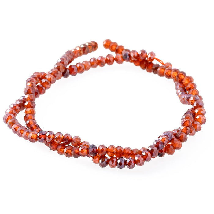 Orange Garnet Plated 3X4mm Rondelle Faceted - 15-16 Inch - CLEARANCE