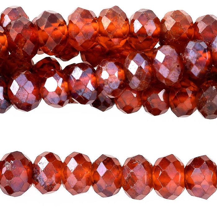 Orange Garnet Plated 3X4mm Rondelle Faceted - 15-16 Inch - CLEARANCE