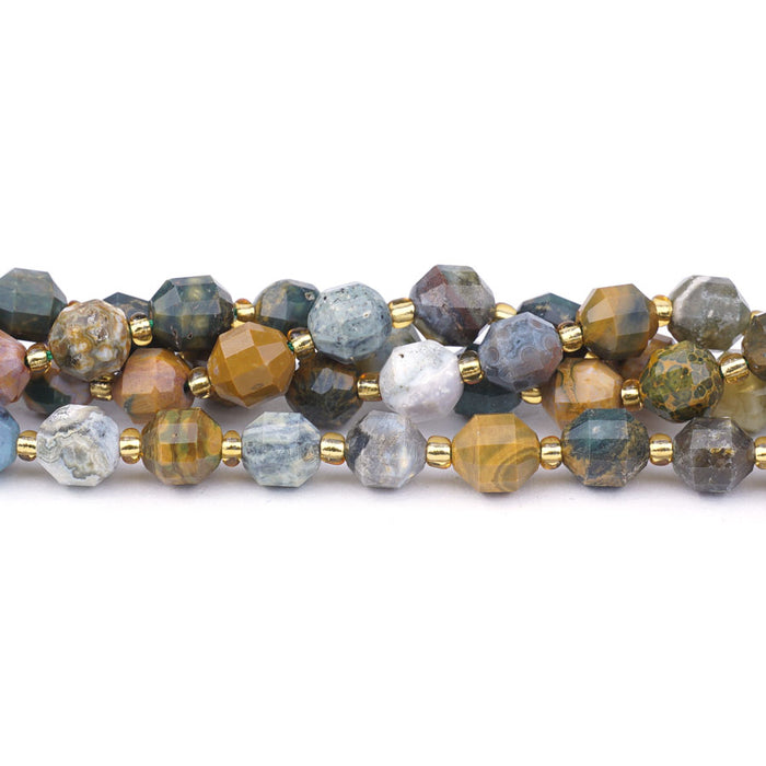 Ocean Jasper Natural 8mm Energy Prism - 15-16 Inch