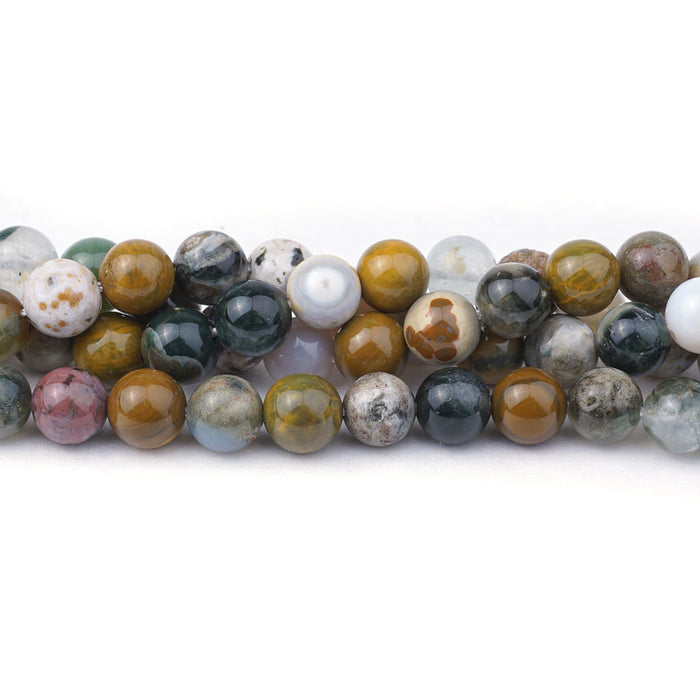 Ocean Jasper Natural 8mm Round A Grade - 15-16 Inch