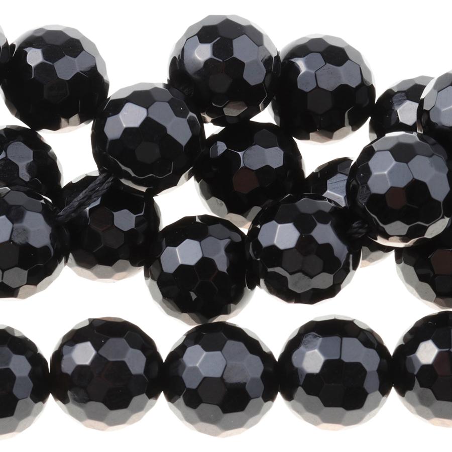 Onyx 10mm Faceted Round Large Hole 8-Inch