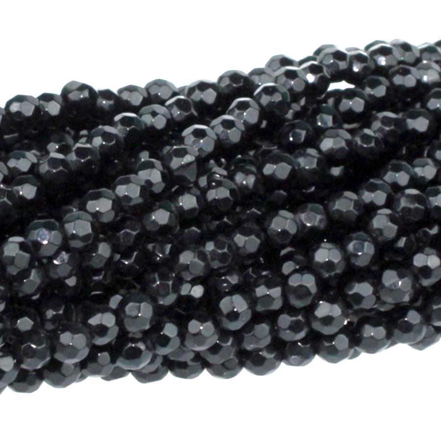 Onyx 4mm Faceted Round 8-Inch