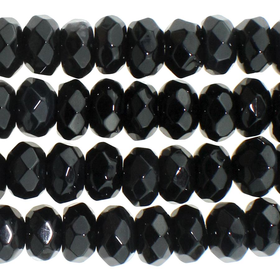 Onyx 8mm Faceted Rondelle 8-Inch